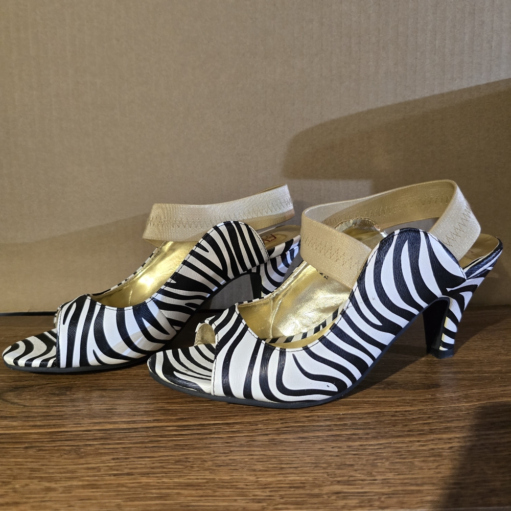 Stylish Zebra Print Heels with Gold Accents